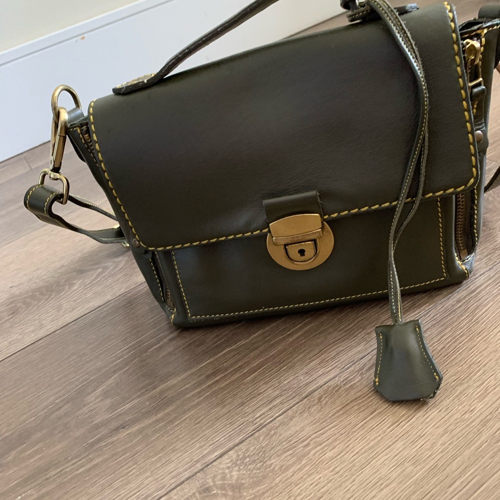 Roots crossbody bag green leather il size cm colour size cm 16,21,6 - Picture 10 of 12